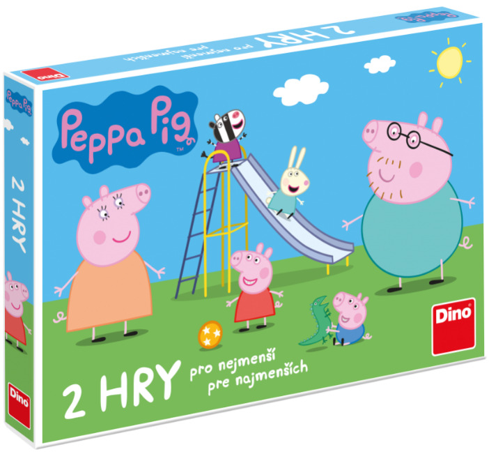 Společenská hra 2v1 - Prasátko Peppa Pojď si hrát, Žebříky a skluzavky
