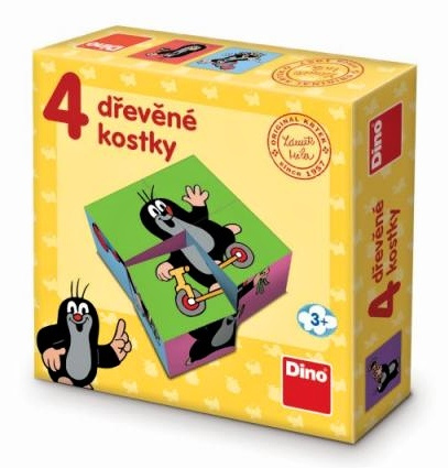 Dino obrázkové kostičky Krteček 4 kostky