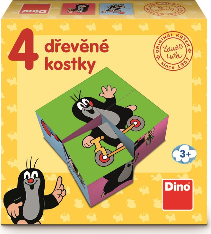 Dino obrázkové kostičky Krteček 4 kostky