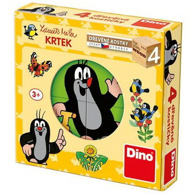 Dino obrázkové kostičky Krteček 4 kostky