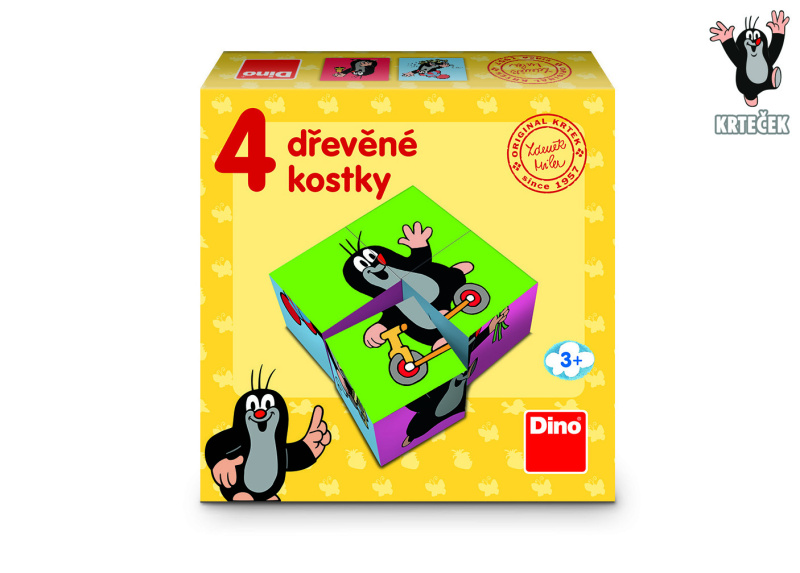 Dino obrázkové kostičky Krteček 4 kostky
