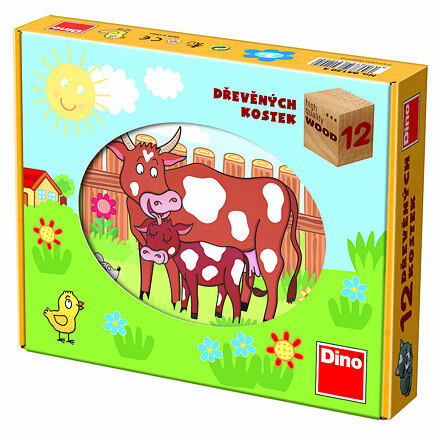Dino kostky Domácí zvířátka 12 kostek