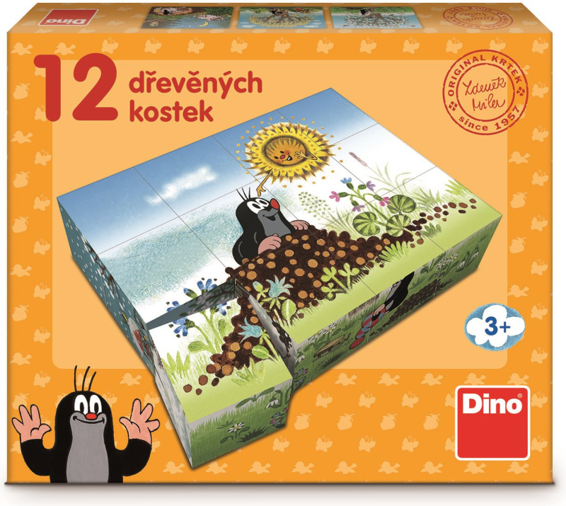 Dino Dřevěné kostky Krtkův rok 12 ks