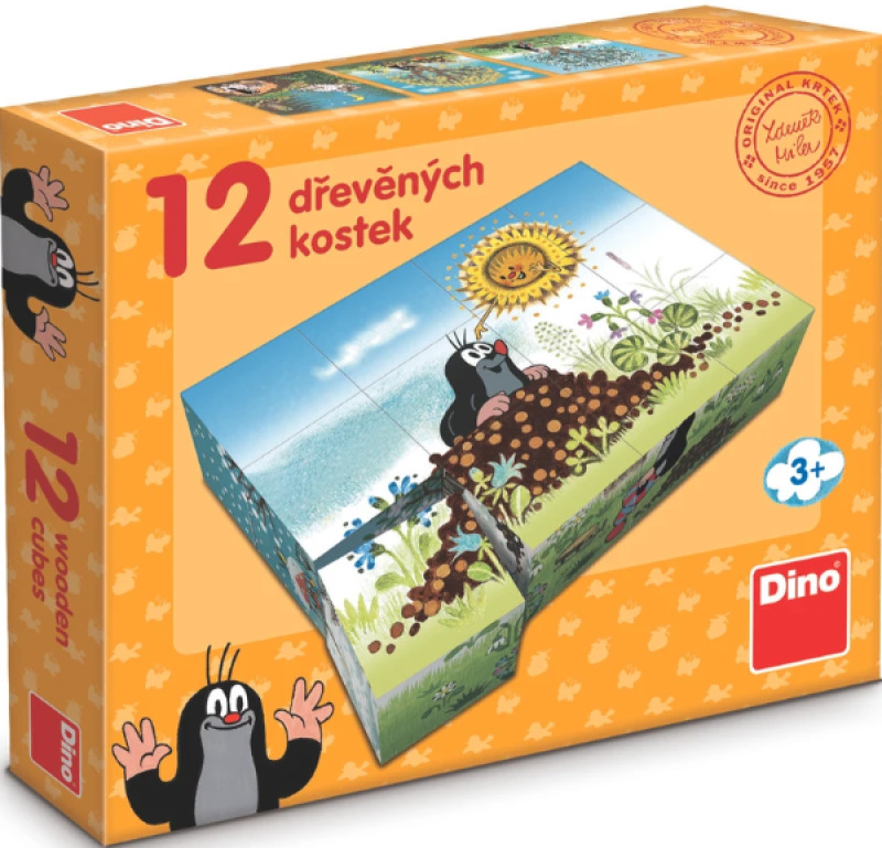 Dino Dřevěné kostky Krtkův rok 12 ks