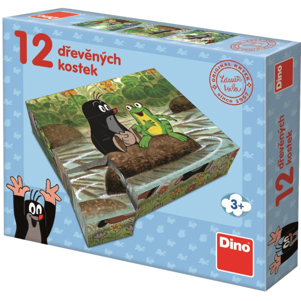Dino kostky krtek a ptáček 12 kostek