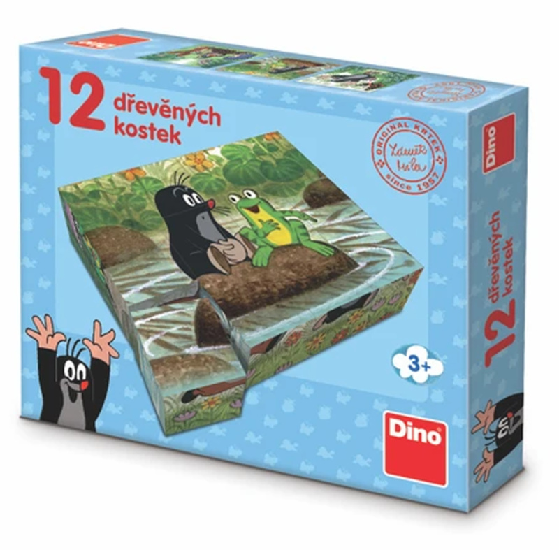 Dino kostky krtek a ptáček 12 kostek