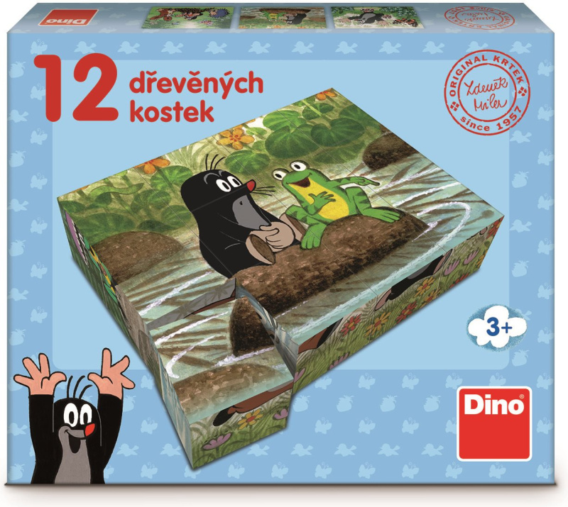 Dino kostky krtek a ptáček 12 kostek