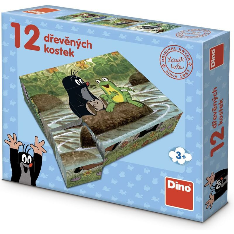 Dino kostky krtek a ptáček 12 kostek