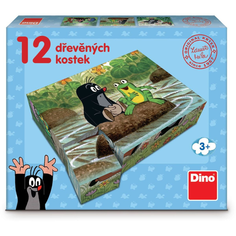 Dino kostky krtek a ptáček 12 kostek