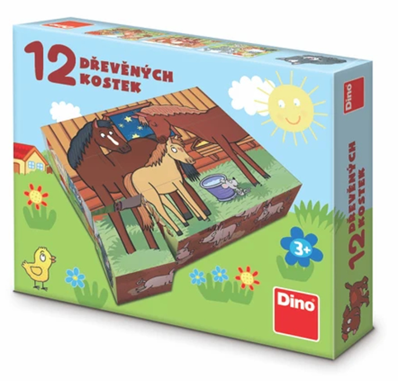 Dino Kostky kubus Domácí zvířátka 12 ks