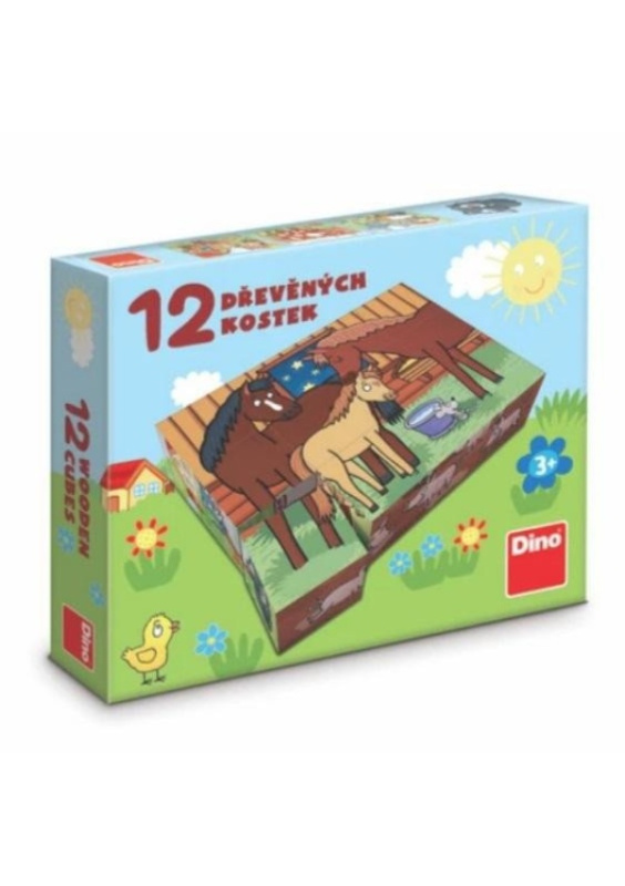 Dino Kostky kubus Domácí zvířátka 12 ks