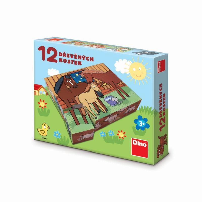 Dino Kostky kubus Domácí zvířátka 12 ks