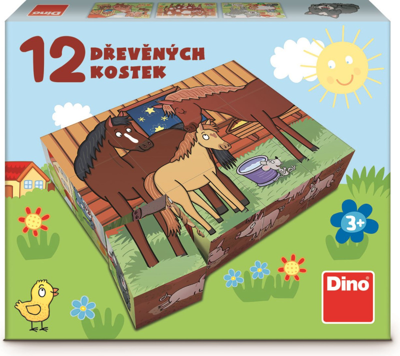Dino Kostky kubus Domácí zvířátka 12 ks