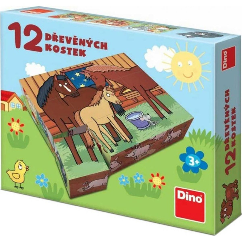 Dino Kostky kubus Domácí zvířátka 12 ks