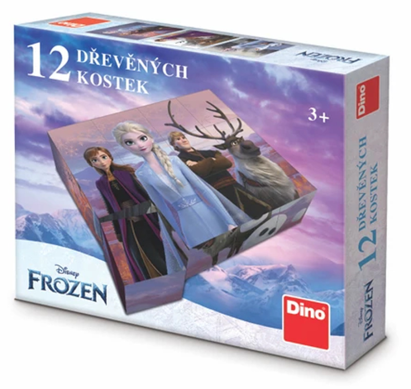 Ledové království II - Dřevěné kostky 12 ks Dino Toys s.r.o.