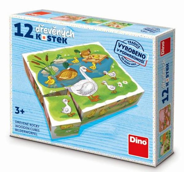 DINO Obrázkové kostky Na farmě, 12 kostek