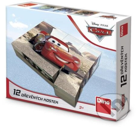 Dřevěné licenční kostky Cars: Jízda – 12 kostek DINO