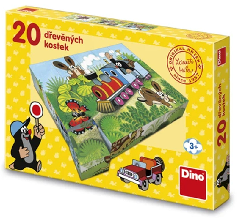 Kostky Krtek a doprava - Dřevěné obrázkové kostky