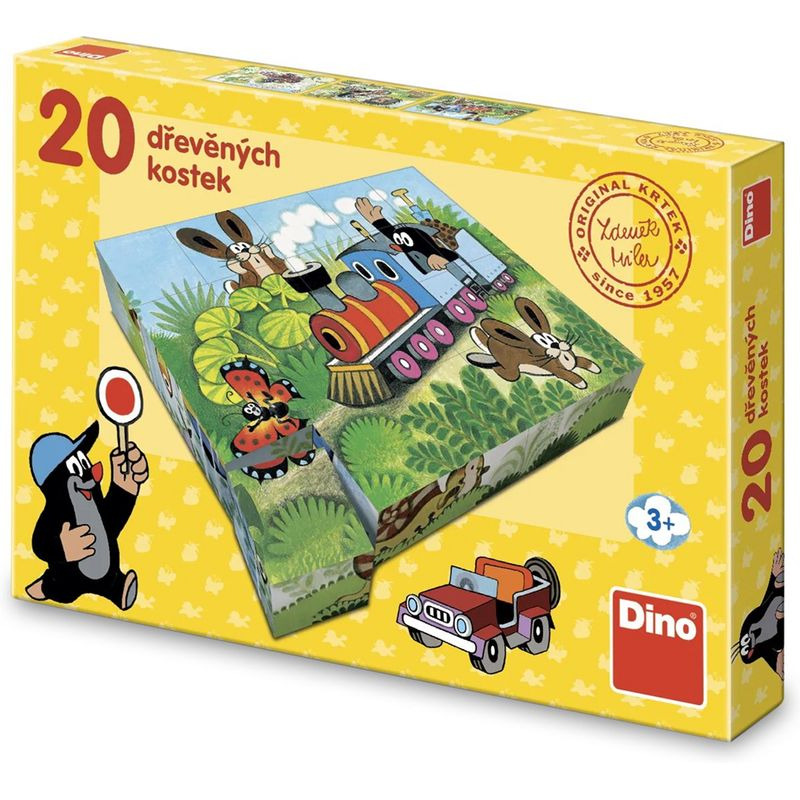 Kostky Krtek a doprava - Dřevěné obrázkové kostky