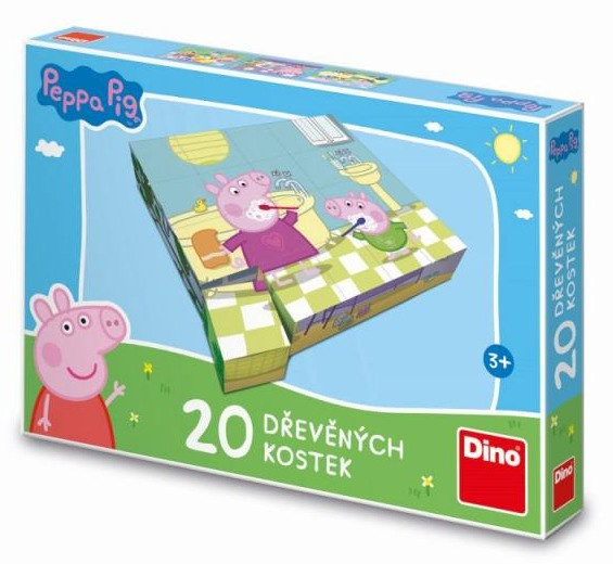 DINO Obrázkové kostky Prasátko Peppa: Veselý den, 20 kostek