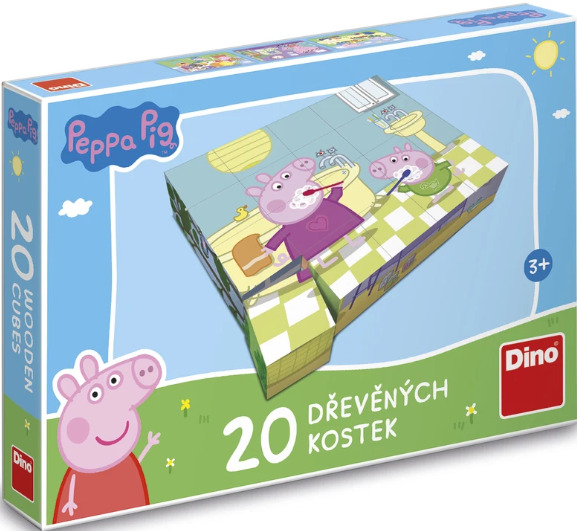 DINO Obrázkové kostky Prasátko Peppa: Veselý den, 20 kostek