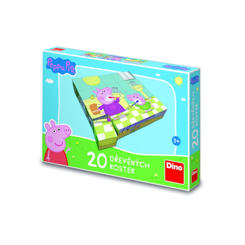 DINO Obrázkové kostky Prasátko Peppa: Veselý den, 20 kostek