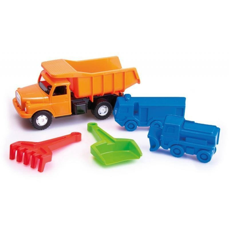 Dino TATRA T148 oranžová 30cm pískový set auto s nástroji a formičkami