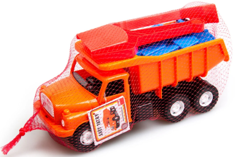 Dino TATRA T148 oranžová 30cm pískový set auto s nástroji a formičkami