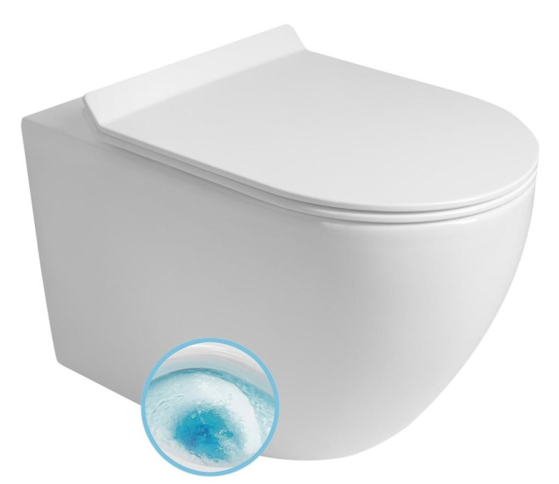 AQUALINE - CARLO závěsná WC mísa, Vortex Rimless, 36x53cm, bílá PRX.101.851