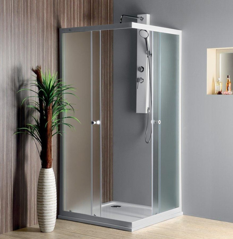 Kout sprchový Aqualine BTQ900 Alain 900×900 mm bílá/brick sklo