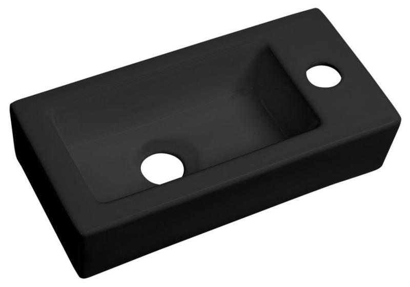 SAPHO - ZOE keramické umývátko 37x18cm, otvor pro baterii vpravo, černá mat AR495B