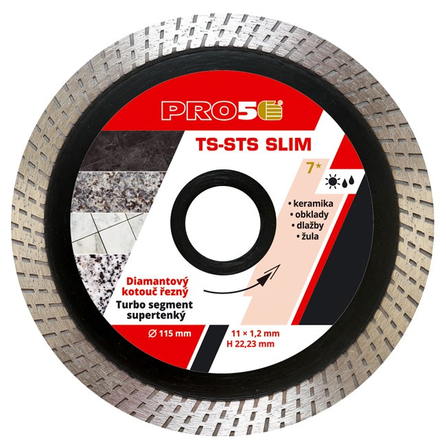 PRO5 | diamantový kotouč na obklady a dlažbu Ø115 mm – jolly hrany (turbo)
