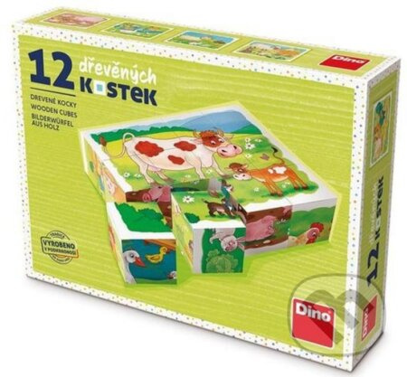 Dino obrázkové kostky Na farmě 12 kostek