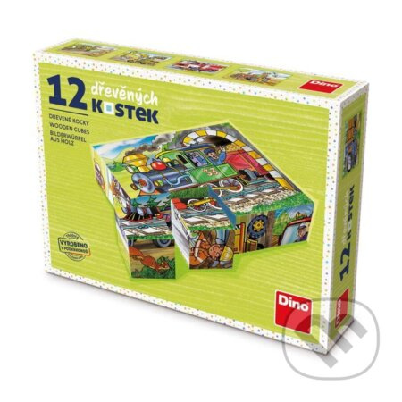 Mašinka dřevěné kostky 12 ks