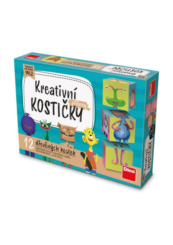 Dino dřevěné kostky Příšerky 12 ks