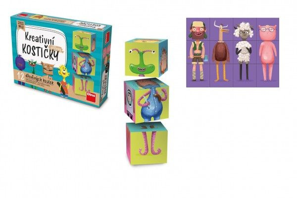 Dino dřevěné kostky Příšerky 12 ks