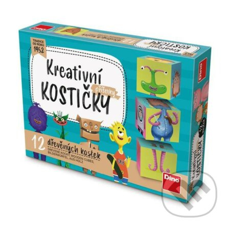Dino dřevěné kostky Příšerky 12 ks
