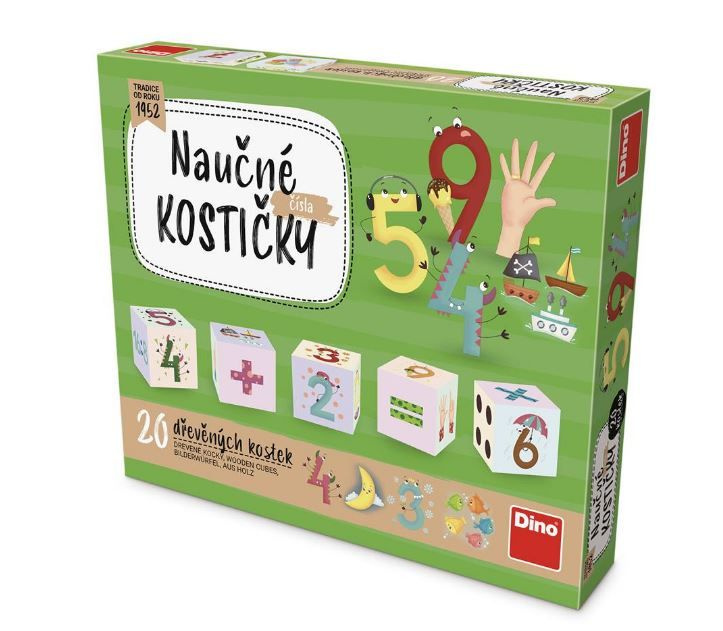 Dino dřevěné kostky Čísla 20 ks