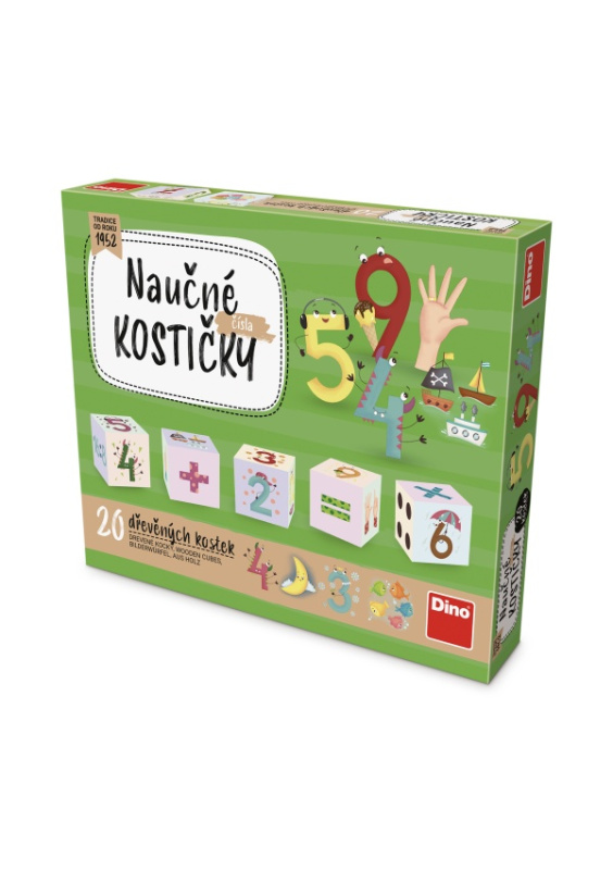 Dino dřevěné kostky Čísla 20 ks