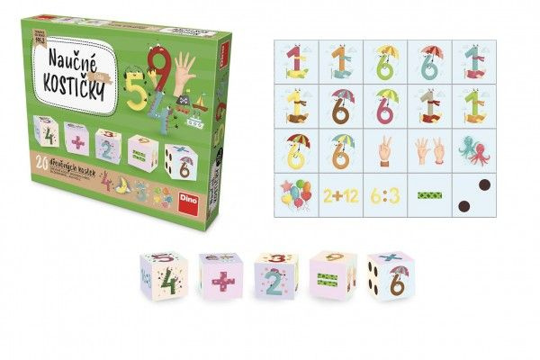 Dino dřevěné kostky Čísla 20 ks