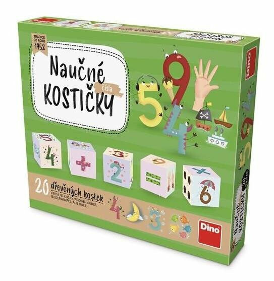 Dino dřevěné kostky Čísla 20 ks