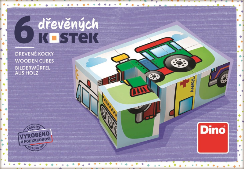Dino obrázkové kostky Doprava 6 kostek