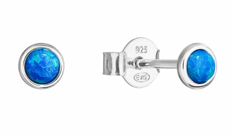 Evolution Group - Pavona Stříbrné náušnice s modrými syntetickými opály 11338.3