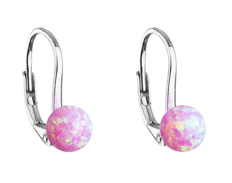 Evolution Group - Pavona Půvabné stříbrné náušnice s růžovým syntetickým opálem 11242.1