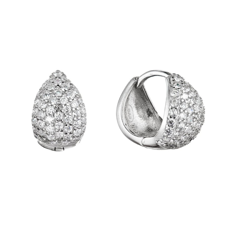 Evolution Group - Pavona Slušivé kruhové náušnice s čirými zirkony 11425.1