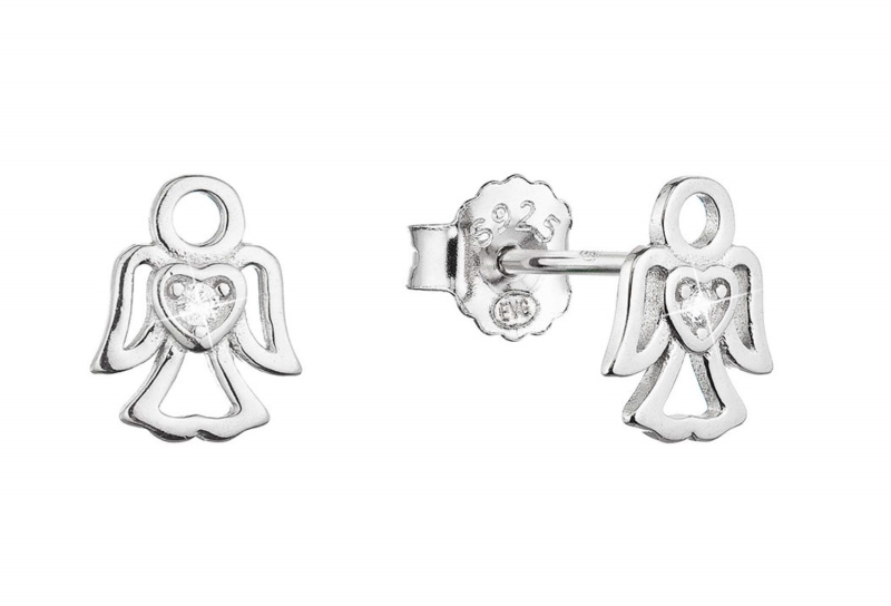 Evolution Group - Pavona Něžné stříbrné náušnice Andělíček se zirkonem 11457.1