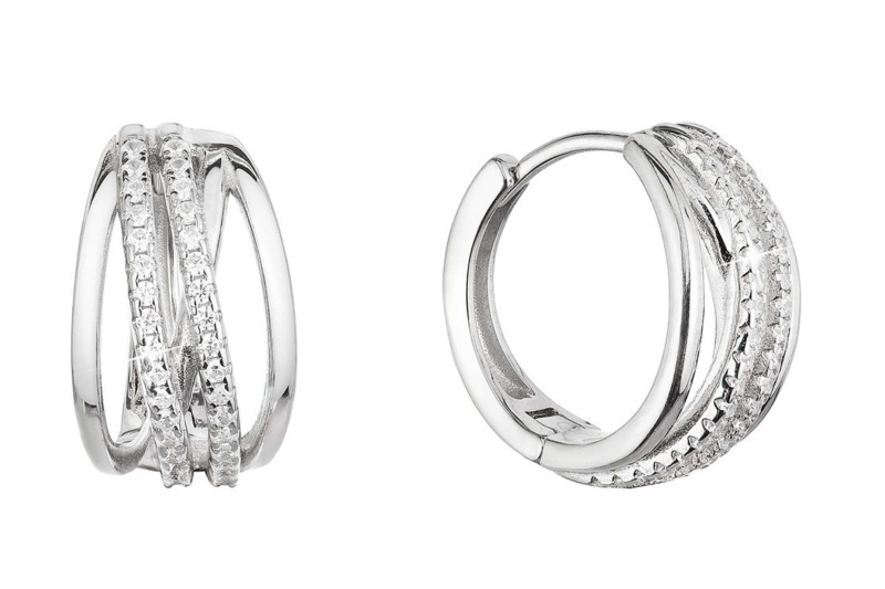 Evolution Group - Pavona Elegantní kruhové náušnice s čirými zirkony 11462.1