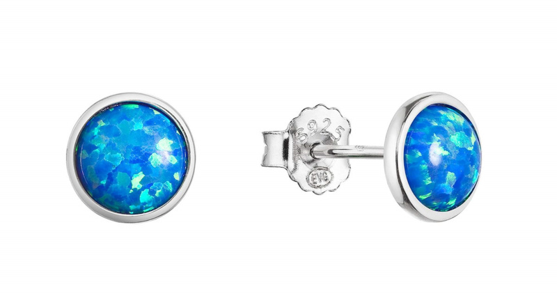 Evolution Group - Pavona Půvabné stříbrné náušnice se syntetickým modrým opálem 11464.3 blue