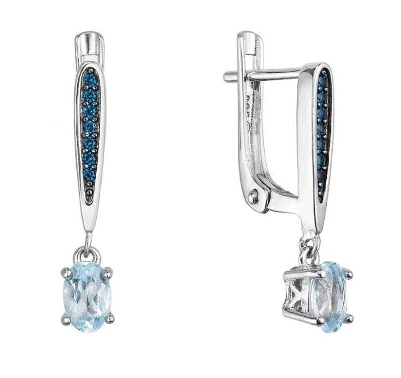 Evolution Group - Pavona Stříbrné visací náušnice s pravým topazem 11487.3