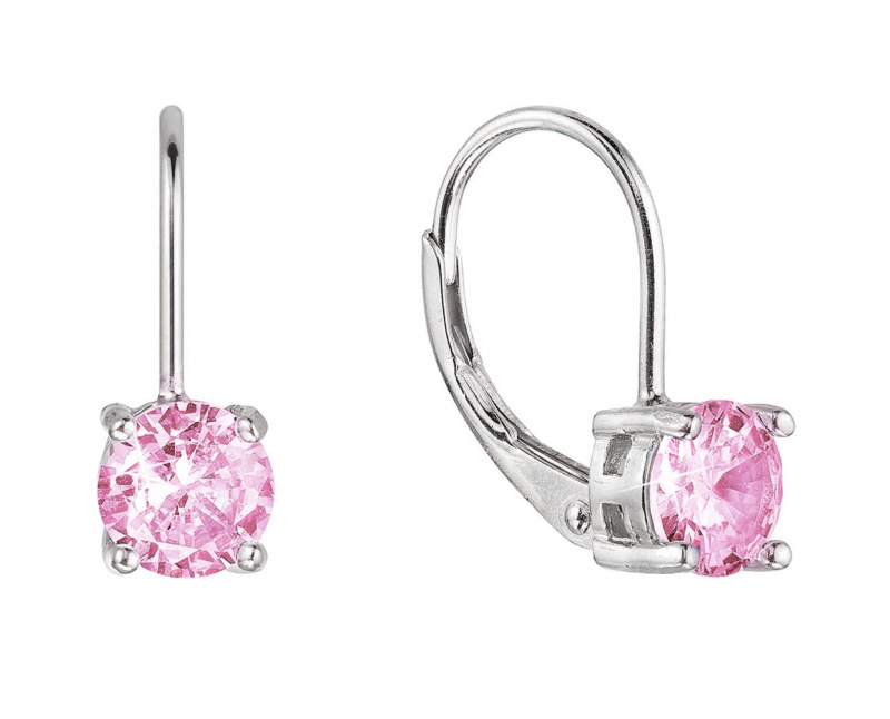 Evolution Group - Pavona Stříbrné visací dívčí náušnice s růžovými zirkony 11477.3 rose